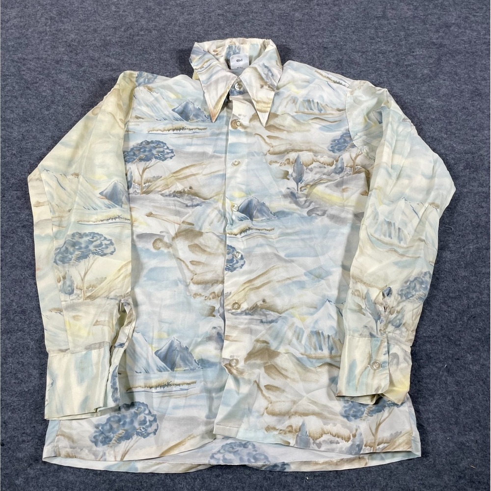 VTG Andhurst Shirt Mens‎ Medium M White AOP Button Up Nature The Bold One Retro